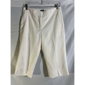 J Crew Kate Pant  Woman's 4P Ivory Capri in Stretch Linen Blend NWT $118
